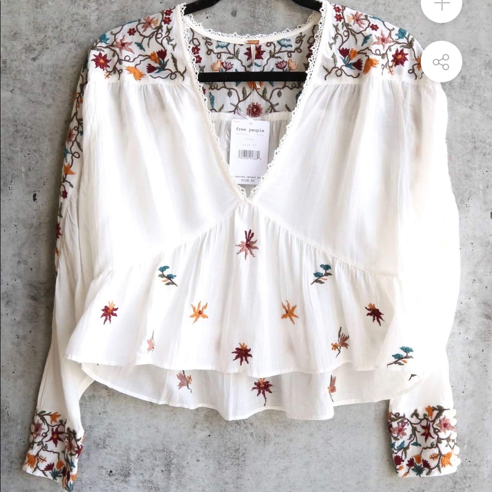 Free people Ava Embroidered Blouse